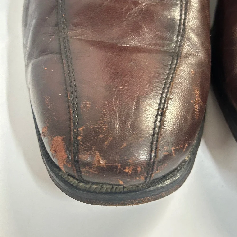 Florsheim Leather Side Zip Ankle Boots Brown Mens 8 D Square Toe 11087-05 Dress